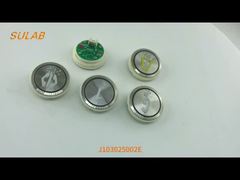 Xem nút thang máy thương hiệu SJEC Model J103025002E với đèn đỏ và xanh lam và bản demo bảo hành một năm