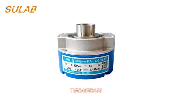 Bộ mã hóa vòng quay Tamagawa TS5246N2435 với 8192 xung mỗi vòng, cấu trúc trục rỗng và tín hiệu đầu ra vi sai cho động cơ kéo thang máy